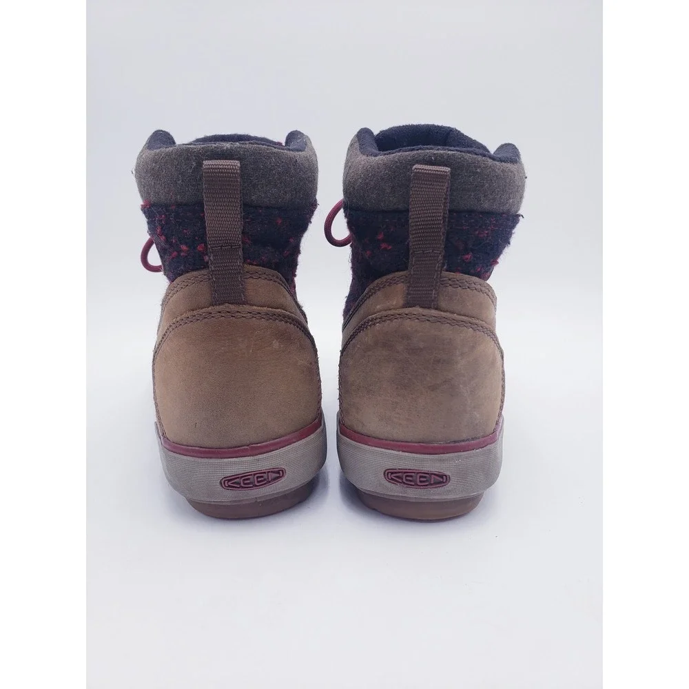 KEEN Elsa II Waterproof Ankle Boots Brown Wool Blend Lace Up Womens Size 8.5
